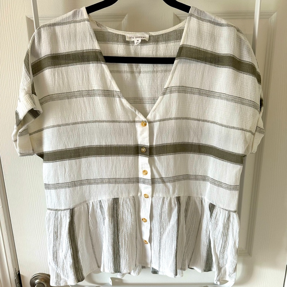 V-Neck Peplum Blouse